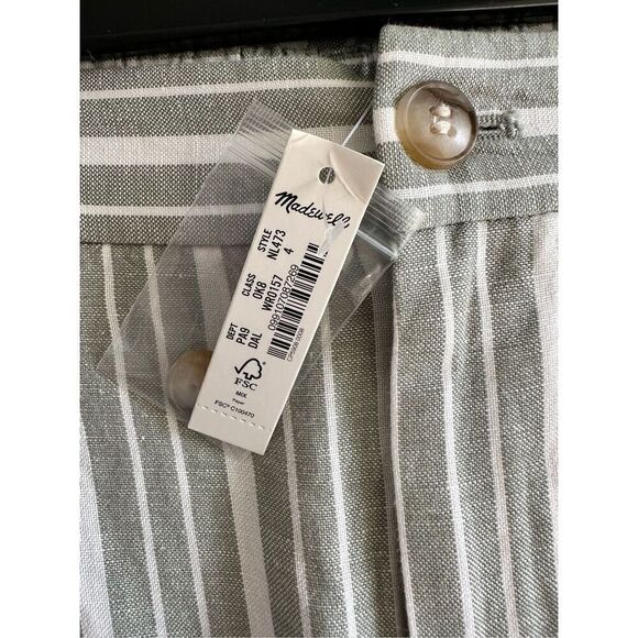 Madewell Linen Blend Striped Pants Tailored Tapered Size 4 NWT - Picture 9 of 9